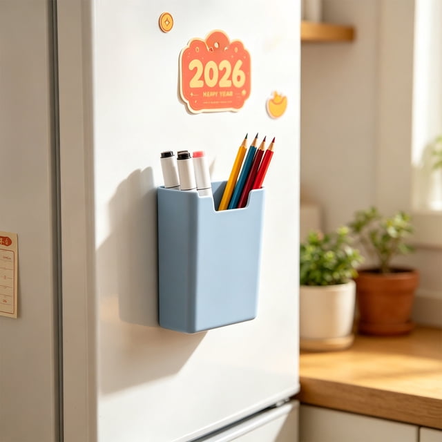Boovnll Pen Holder Magnetic Hanging and Suction-Style Pen Container Whiteboard Marker Storage Box Chalkboard Wall-Mounted Large-Capacity Magnetic Pen Container Magnetic Suction Pencil Holder