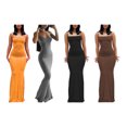 thumbnail image 2 of stanreset Jupe Longue Bodycon Robe de Soirée Vêtements pour Cami Spaghetti Sans Manches Forme de Corps Polyvalent Jolie Tenue d'Été Orange/L, 2 of 5