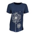 thumbnail image 4 of Becaristey T-shirts à Col Rond pour Femmes Manches Courtes Style Simple T-shirts Imprimé Floral Vêtements Accessoire de Mode Tenue Quotidienne Bleu TTG, 4 of 6