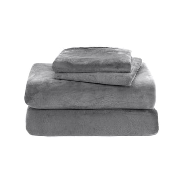 Home Extra Soft Velvet Plush Queen Micro Fleece Sheet Set | Deluxe Microplush Non Pilling Sheets Deep Pocket | Lavish Sherpa Velvet Luxe Collection,Grey