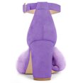 thumbnail image 3 of BLISSFUL STEP Women's Shoes Faux Fur Ankle Strap Block Heel Open Toe Sandals Purple 9, 3 of 7