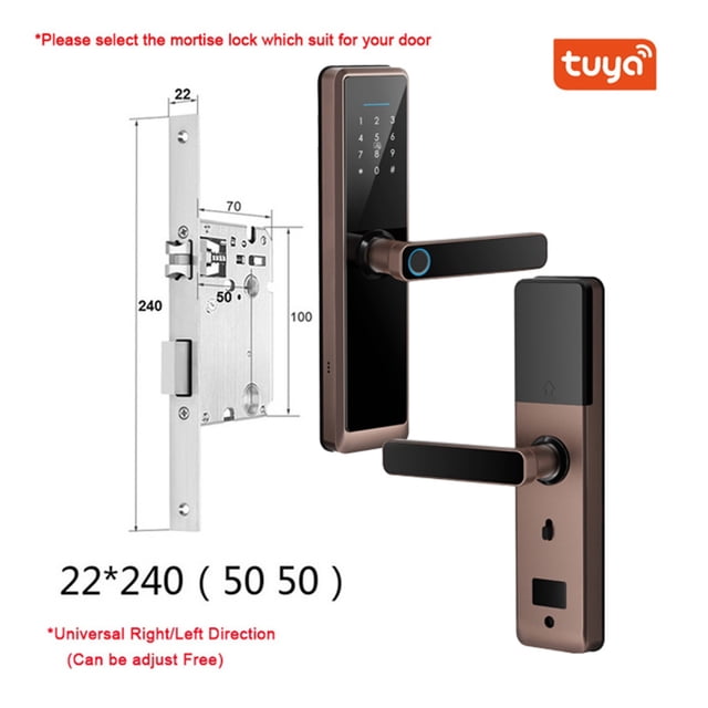 Biometric Fingerprint Door Lock DB20 Black Smart Lock Tuya App Remote Unlocking Keyless Lock Electronic Door Lock ,More Secure