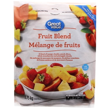 Great Value Fruit Blend, Frozen Mango and Pineapple Chunks, Peach Slices, Whole Strawberries, 1.75 kg