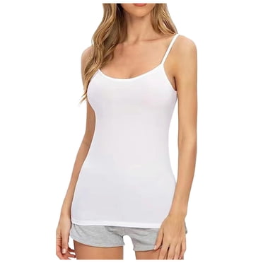 GDREDA Longline Tank Tops For Leggings V Singlet Top Pour Femme Women's Tanks & Camis White,S