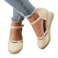 thumbnail image 1 of Kcodviy Women Buckle Sandals Platform Big Buckle Sandals Women Wedge Sandals Versatile Braided Sandals for Women Dressy Summer Buckle Breathable Wedge Sandals, 1 of 8