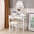 thumbnail image 5 of Ktaxon Vanity Table 10 LED Lights, 5 Drawers Makeup Dressing Desk with Cushioned Stool Set,Bedroom Vanities Set White, 5 of 5