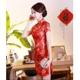 thumbnail image 2 of Opperiaya Robe Femme Imprimé Phénix Col Montant Manches Courtes Cheongsam, 2 of 2