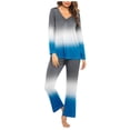 thumbnail image 1 of Timegard Ensembles de Pyjamas pour Femmes 2 Pcs Confortables Couleur Dégradée Manches Longues Col en V Haut et Pantalon Tenues de Pjs, 1 of 4