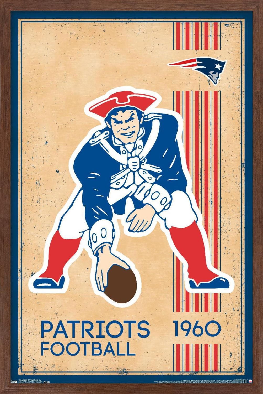 NFL New England Patriots - Retro Logo 14 Wall Poster, 14.725" x 22.375" Framed