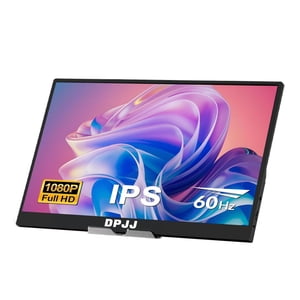 DPJJ Moniteur portable de 15,6 pouces 1080P USB-C HDMI Ultra Moniteur de voyage Slim avec Kickstand pour ordinateur portable, PC, Téléphone Mac, PS, Xbox, moniteur de jeu Swich I