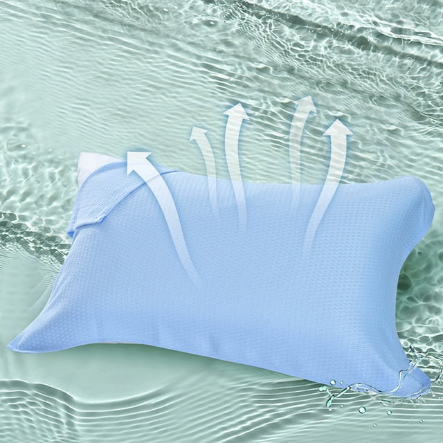 Taies D'Oreiller pour le Lit - Serviette D'Oreiller Rafraîchissante pour L'Été, Housses D'Oreiller en Coton Tissé Naturel Tricoté, Bleu, JKODE