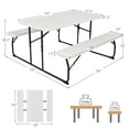 thumbnail image 3 of Gymax Folding Picnic Table & Bench Set for Camping BBQ w/ Steel Frame White, 3 of 10