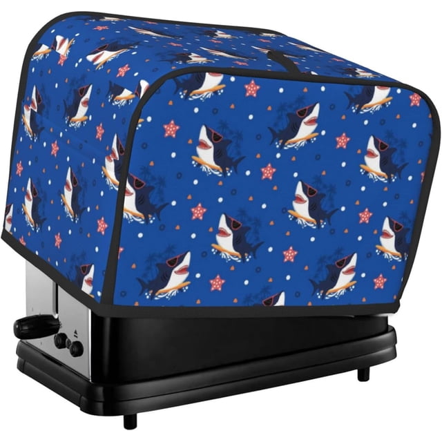 Toaster Cover 2 Slice Cartoon Shark Dustproof Bread Maker Cover Fingerprint Bakeware Protection Wide Slot Toaster Bag Reusable Kitchen Small Appliance Cover TC278
