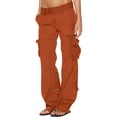 thumbnail image 2 of Wiyuqeen Plus Sized Summer Cargo Pants for Women Casual Chill Low Rise Workout Pants Tactical Active Cargo Pants Trendy Double Button Multiple Pockets, 2 of 6