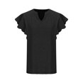 thumbnail image 4 of Birdeem Womens Summer Fashion Casual V-Neck Solid Color Ruffe Short Sleeve Top Blouse, 4 of 8