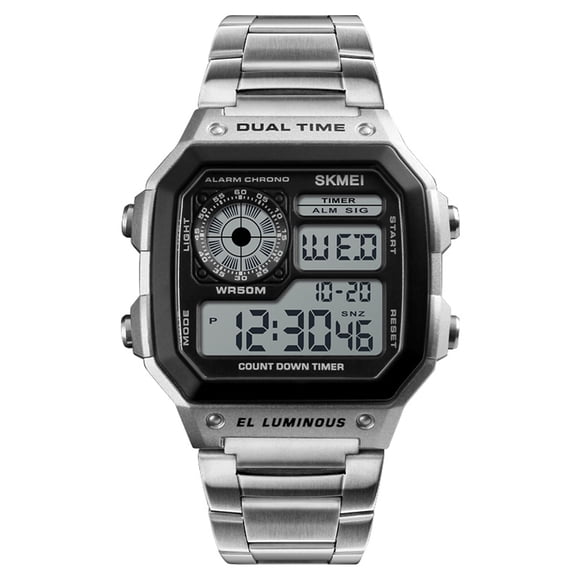 SKMEI Sport Stainless Steel Men Watch 5ATM Water-resistant Digital Backlight Man Wristwatch Male Relogio Musculino Chronograph