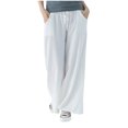 thumbnail image 1 of Timegard Womens Cotton Linen Pants Wide Leg Elastic Waisted Drawstring Casual Loose Trousers with Pockets, 1 of 4