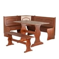 thumbnail image 1 of Riverbay Furniture Wood Brown 3Pc Patio Corner Table Booth Bench Dining Set, 1 of 14