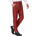 thumbnail image 4 of INSPIRE CHIC Men's Striped Pants Skinny Fit Color Block Dress Trousers 36 Red Black, 4 of 7