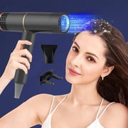 Czzoypi High-Power Ionic Hair Dryer, Professional Salon Blow Dryer with Hot Wind Comb, Travel Hairdryer for Fast Drying Styling at Home, Black