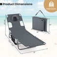 thumbnail image 3 of Gymax 2PCS Tanning ChairFolding Beach Lounge Chair w/5-Position Adjustable Backrest Gray, 3 of 9