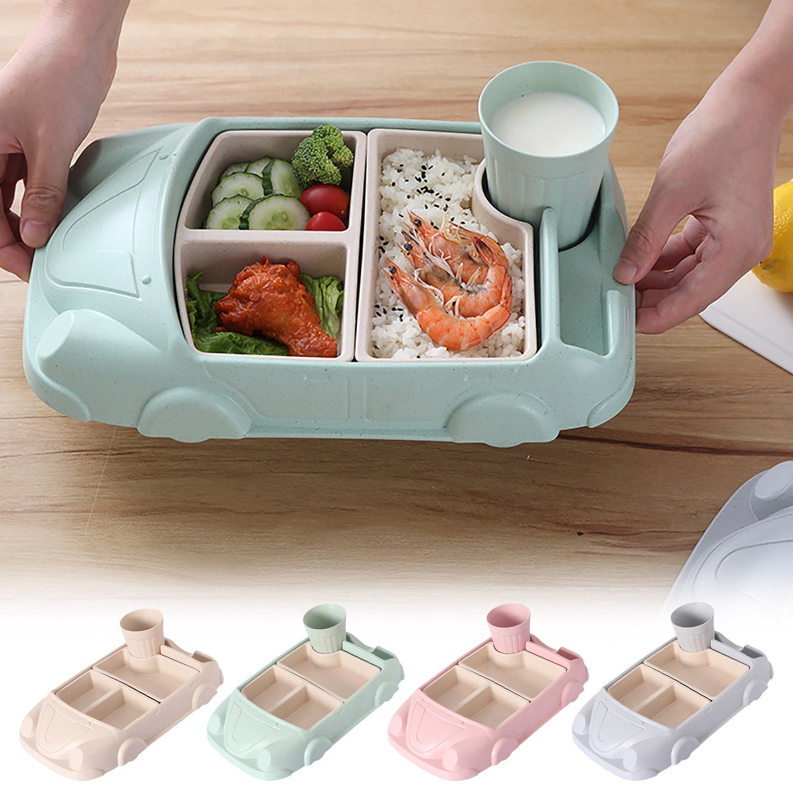 Iumwxz Kitchen Gadgets Fiber Car Food Tray Division Cute Split Set Bowl Tableware Kitchen Utensil Set C Plastic New Year Savings