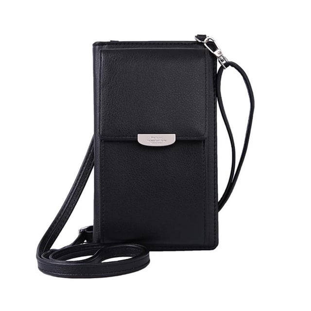 QualitChoice Small Crossbody Bag Cell Phone Purse Wallet Lightweight Phone Pouch Shoulder Bag with Credit Card Slots for Women black