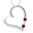 thumbnail image 1 of 3-Stone Heart Ruby Pendant 14K White Gold, 1 of 1