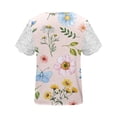 thumbnail image 5 of LOVZFMLL Hauts d'Été pour Femmes Femmes Mode Été Pli Imprimé Régulier Femmes Manches Courtes Col en V Bouton Haut, 5 of 5
