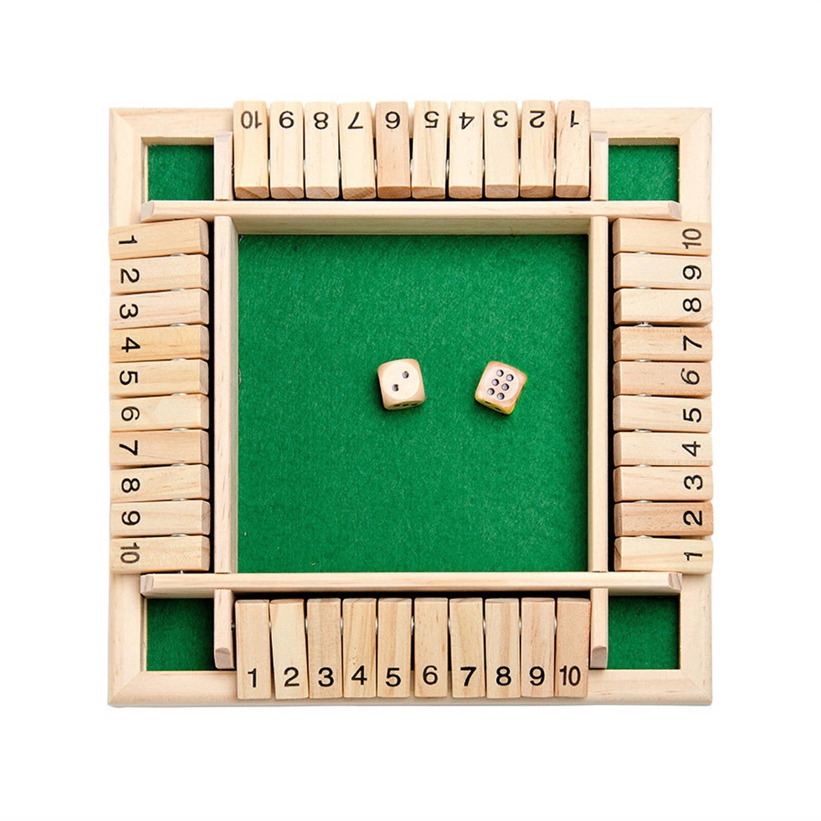 IROINID Shut The Box Wooden Mathematic Traditional Pub Board Dice Game Travel 4 Players
