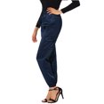 thumbnail image 4 of Unique Bargains Women's Drawstring Elastic High Rise Silky Satin Cargo Solid Pants Royal Blue M, 4 of 6