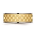 thumbnail image 2 of Mens Titanium 8mm Yellow Plated Checkered Wedding Band Ring, 2 of 4