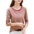 thumbnail image 2 of Timegard Hauts d'Automne pour Femmes à Rayures à Manches Longues T-Shirts Basiques Décontractés Ajustés Confortables à Col Rond, 2 of 4