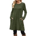 thumbnail image 2 of SHTXOZHI Robe Chandail en Tricot à Manches Longues et Col Ras du Cou Décontractée d'Automne et d'Hiver pour Femmes avec Poches, 2 of 5