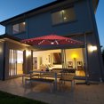 thumbnail image 3 of Costway 10ft Solar LED Cantilever Offset Patio Umbrella 360dgrees Rotation Aluminum Burgundy, 3 of 7