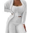 thumbnail image 1 of Innerwin Cardigan Outfit Set Open Front Women Fuzzy 3 Piece Sweatsuit Sleep Solid Color Regular Lounge Sets White XL, 1 of 7