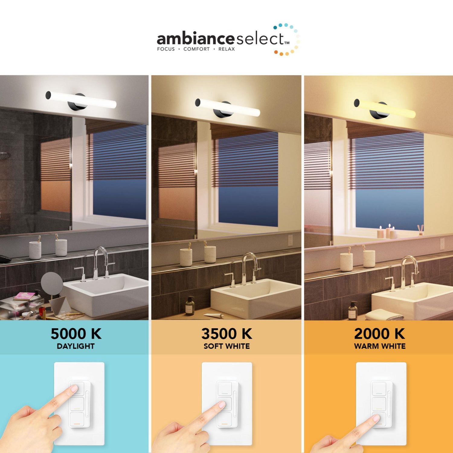 AmbianceSelectMC applique murale couleur ajustable noir de 24 po à DEL intégrée avec diffuseur en acrylique givré et télécommande murale avec gradateur
