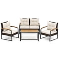 thumbnail image 2 of Costway 4 PCS Patio Conversation Set with Coffee Table Solid Acacia Wood Armrests Tabletop, 2 of 10