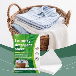 MTBLYS Clothing Cleaning Tablets Concentrated Laundry Sheets Quick Dissolve Stain Remover 30 Count Pack Portable Laundry Solution Travel Apartment Use