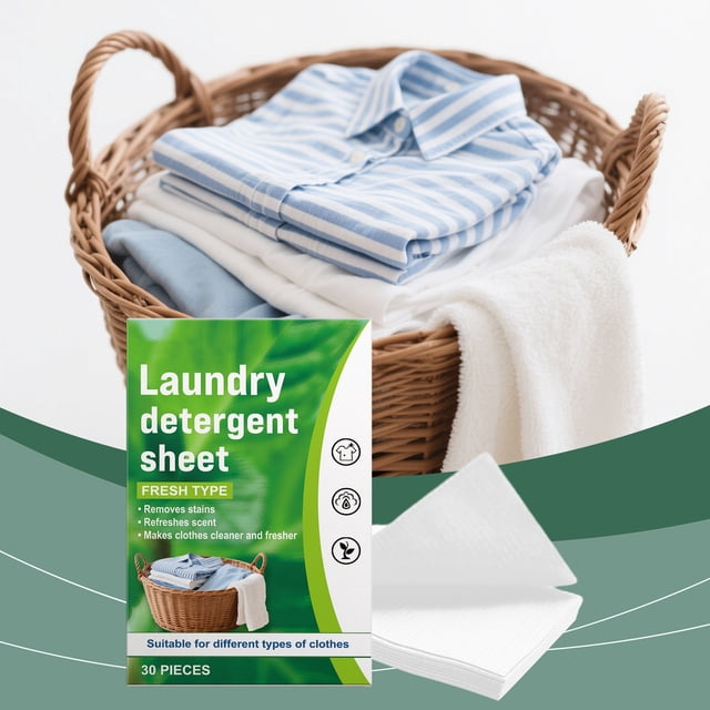 SPOORYYO Eco-Friendly Laundry Detergent Sheets - Powerful Stain Removal - Travel-Friendly Concentrated Cleaning Tablets for All Machines - 30 Sheets