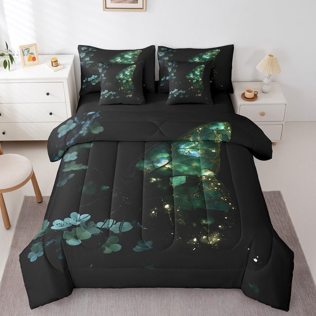 YST Watercolor Butterfly Comforter Set, Bohemian Tie Dye, 7-Piece, Full Size
