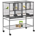 thumbnail image 1 of PawHut 40" Large Double Rolling Metal Bird Cage Bird House Grey, 1 of 10