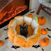 Roiihwy Halloween Pumpkin Cat Bed Large Capacity Pet Mat and Dog Bed Four Seasons Universal Pet Bed Thanksgiving Fall Decorations for Small and Medium Cats and Dogs to Sleep Soundly