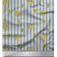 thumbnail image 1 of Soimoi Blue Silk Fabric Cactus & Stripe Print Fabric by Yard 42 Inch Wide, 1 of 1