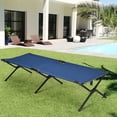 thumbnail image 3 of Giantex Folding Camping Cot, Portable Folding Bed w/Steel Frame Oxford Fabric, Lightweight Single Person Sleeping Bed for Indoor Outdoor Use, Blue, 3 of 6