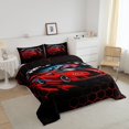 thumbnail image 3 of Erosebridal Cool Speed Racing Car Bedding Toddler Comforter Set, Neon Gradient Honeycomb Down Comforter, Black Red, Reversible 2pcs, 3 of 7