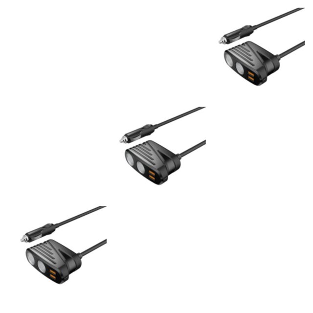 Decodeary Quick Charge 30 Car Cigarette Lighter Adapter With Safety Features Cigarette Lighter Splitter black 3Set