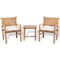 thumbnail image 1 of vidaXL 3 Piece Bistro Set with Cushions Bamboo, 1 of 5