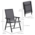 thumbnail image 3 of Outsunny Ensemble de 2 Chaises de Salle à Manger Pliantes pour Se Détendre sur le Patio, Gris Foncé, 3 of 10