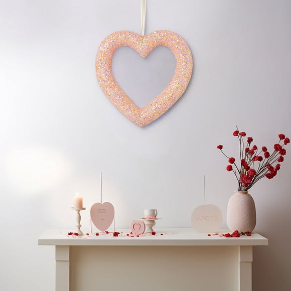 Guirlande de Cœur Décoration de Porte, Scène de Fête de la Saint-Valentin, Longueur 8 Pieds, Ficelles en Forme de Cœur, Décoration Romantique pour la Maison, pour Mariages, Demandes en Mariage, Décoration d'Événement Diy, Bannière en Tissu, Hzhnb